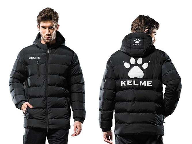 卡尔美足球羽绒服男女长款保暖防寒运动外套休闲连帽大衣k15p012