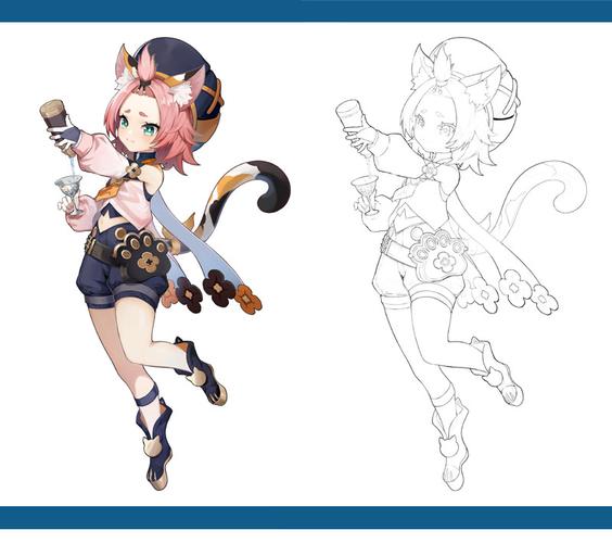 原神周边线稿手绘本临摹本素材填色阴阳师拉姆雷姆动漫二次元画集原神