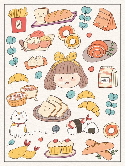 原创手帐素材-食物篇(附线稿)_手帐_薯条_手帐素材_兴趣爱好_文具手账