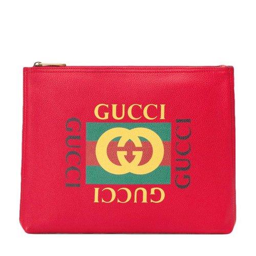 guccilogo标志,gucci标志logo图片 gucci 古驰 男女同款红色皮革logo标识时尚休闲手拿包 500981-0gdat