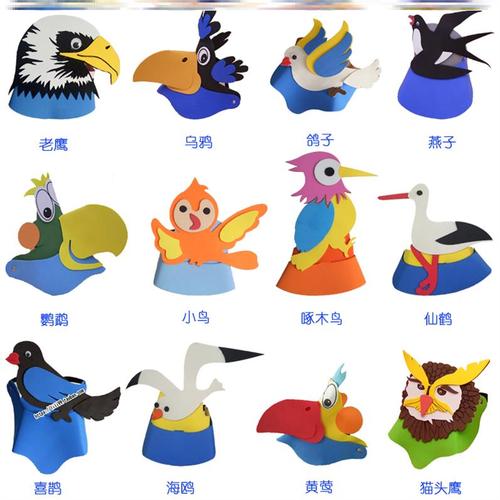 寒号鸟头套喜鹊头饰道具儿童表演黄鹂鸟幼儿园装扮小动物头套帽子