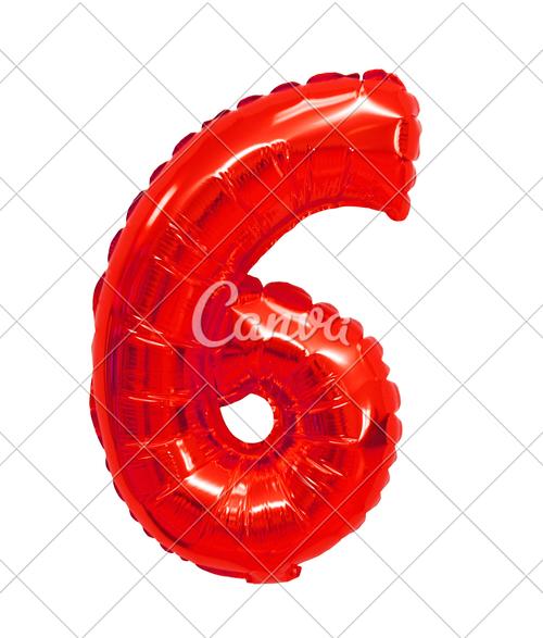 数字红色气球数字6摄影装饰
