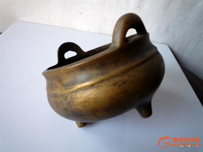 5号乾隆御制黄铜香炉三足鼎铜炉佛具铜器