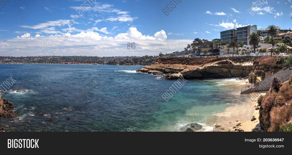 coastline of la jolla cove in southern california in summer on a