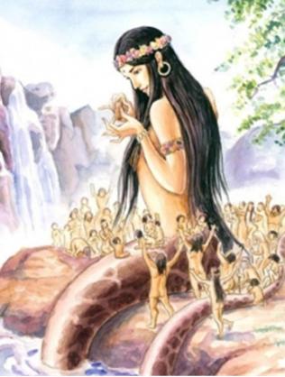 中国古代神话故事女娲造人手抄报 童话故事手抄报