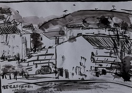 《皖南屏山古村落》素描风景写生作业(陈若瑜)