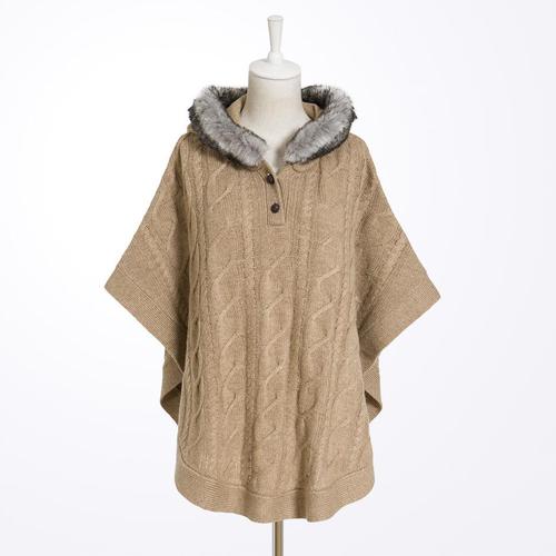 双12大促西班牙保暖实用针织斗篷 两色羊毛羊绒混纺连帽斗蓬