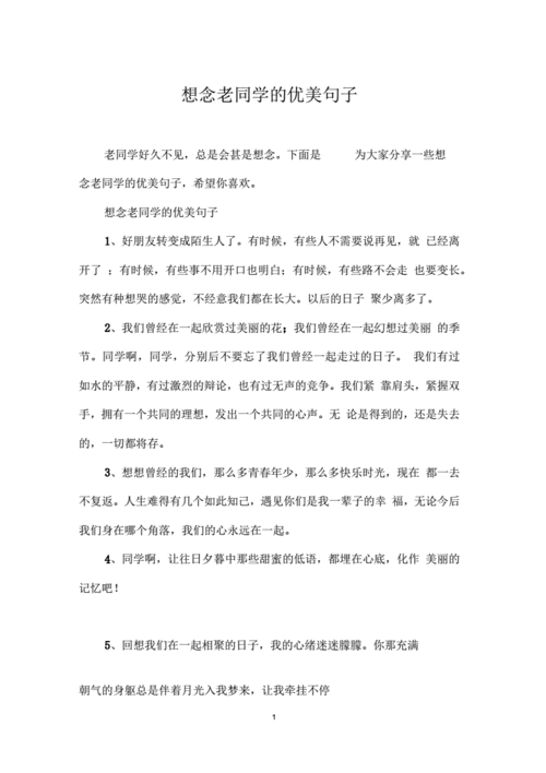 想念老同学的优美句子.docx 5页