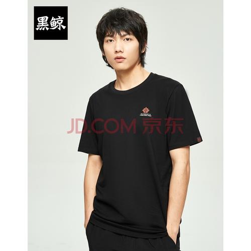黑鲸hlajeans中国风建筑印花短袖t恤男2020夏季新品短t男 黑色l3 165