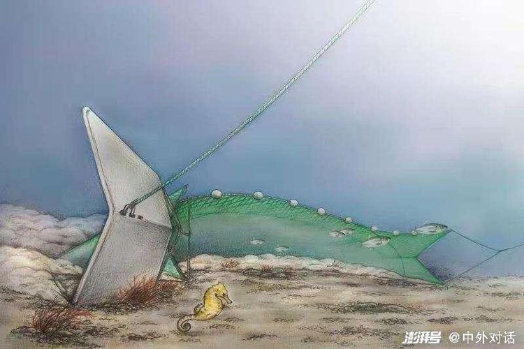 单船底拖网依靠水流对分水板(图中的铁片)产生的水流变化将网撑开