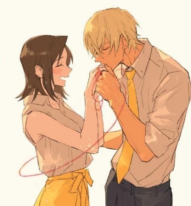 名侦探柯南画师笔下的安室透和小梓两人的互动很温馨