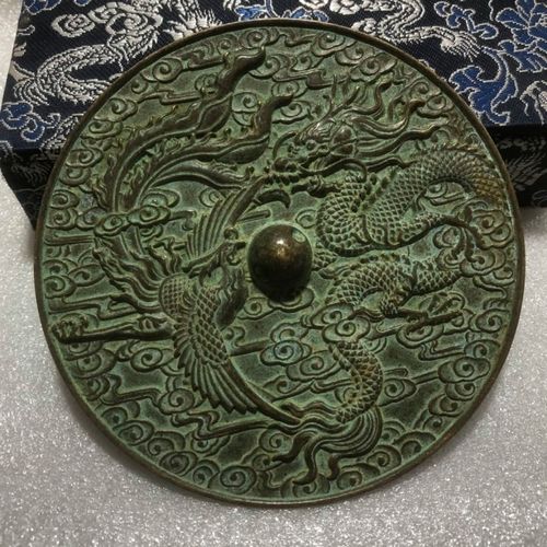 正品复古纯铜结婚龙凤铜镜小怀镜新娘压腰镜龙凤护身镜婚庆圆镜子