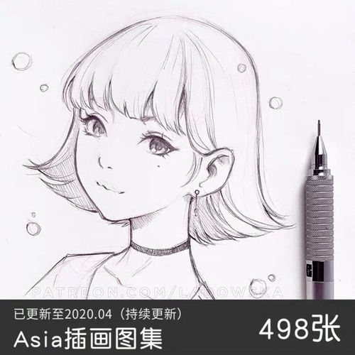 人物简笔画 少女 画法,人物简笔画 少女 呆萌 波兰插画师少女插画铅笔线稿马克笔手绘板绘人物临摹