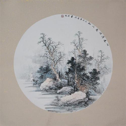 扇面山水画小品文人精品名家字画仿古画家居办公室装饰收藏国画