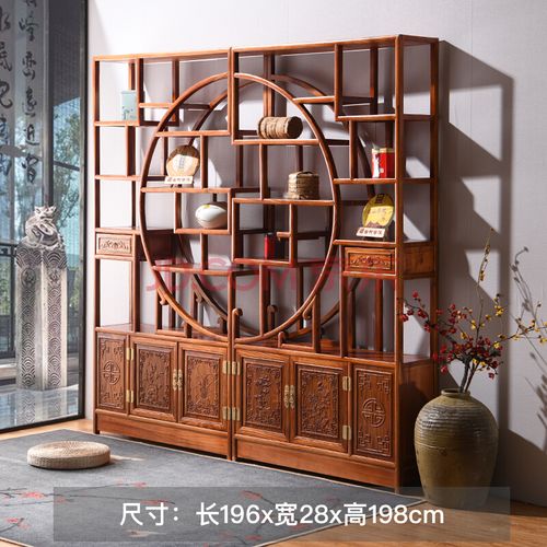 博古架实木中式置物古董茶室茶叶茶具架展示柜榆木博物摆件多宝阁