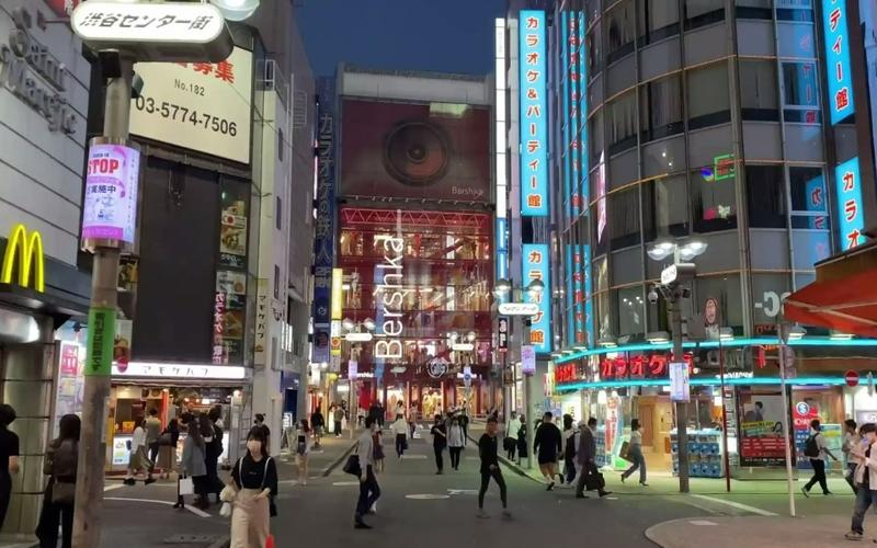 日本超清街景东京涩谷夜景2021年10月