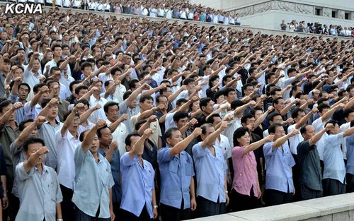 高清朝鲜平壤市群众举行反美斗争日10万人集会2