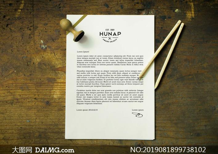 信笺纸张与铅笔印章样机模板源文件_大图网图片素材