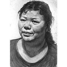 四分之三男素描头像戴眼镜