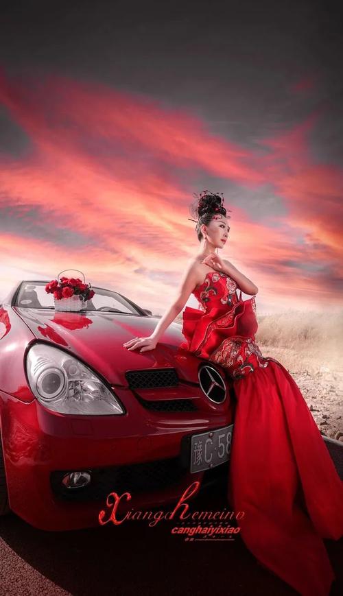 红色跑车,红粉佳人