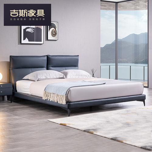 吉斯真皮床双人床现代简约轻奢床主卧软床婚床北欧风格卧室家具