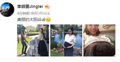 王力宏老婆晒一家四口牵手合照,李靓蕾心情好孕肚好大!