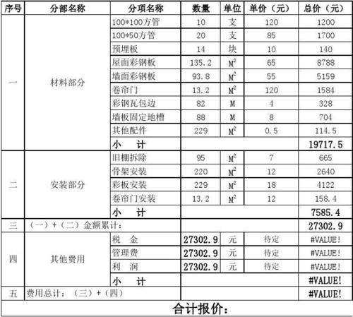 文档下载 所有分类 工程科技 材料科学 > 车棚报价单 m m m m m m m 2