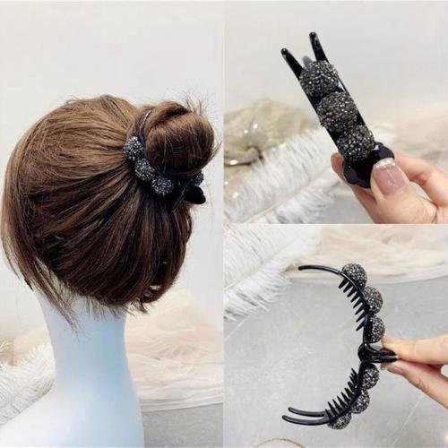后脑勺发卡半圈满钻头饰夹子固定头发韩国丸子头大号亚克力发抓女