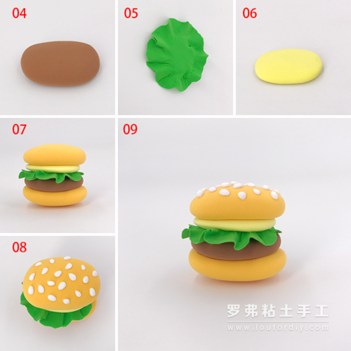 罗弗超轻粘土板烧鸡腿堡制作图解教程