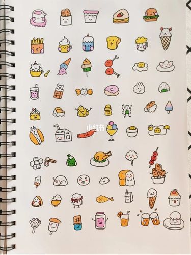 可爱食物简笔画手账素材来啦!_简笔画_手账_吃货_上色