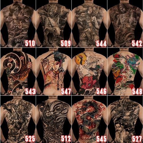 纹身贴满背男恶魔关公防水贴纸大图男士2021新款赵子龙男款男女