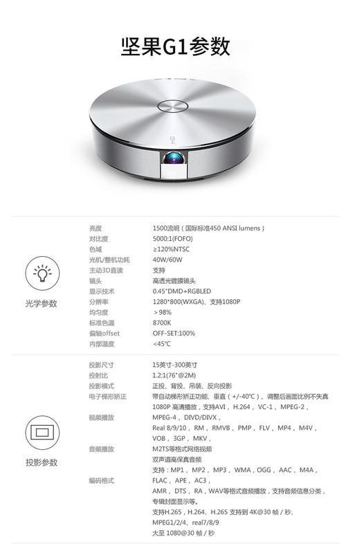 坚果g1投影仪3d无屏电视智能高清家用wifi微型办公投影机