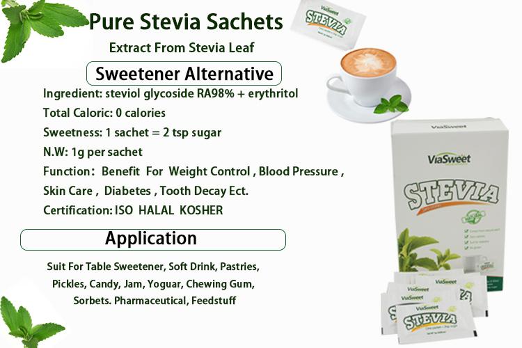 100% natural stevia extract stevia sweetener 1g sugar sachet for