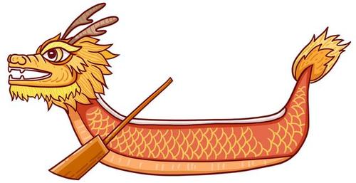 第一步:在硬纸板上绘制龙舟的图案并涂上喜欢的颜色,需要绘制左右两