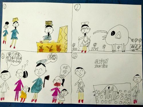 故事画:《曹冲称象》《盲人摸象》