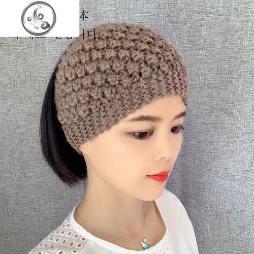 针织毛线发带韩国头饰宽边弹力个性编织欧美女秋冬保暖头巾发带帽jimi