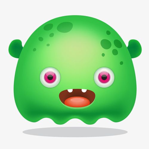 手绘卡通可爱绿色小怪物设计素材