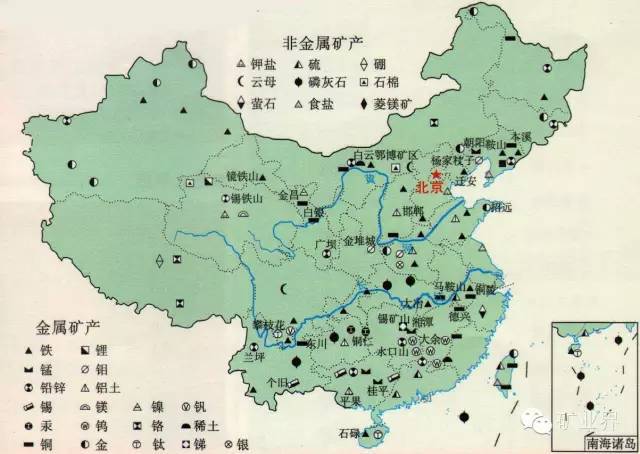 中国非能源矿产分布图
