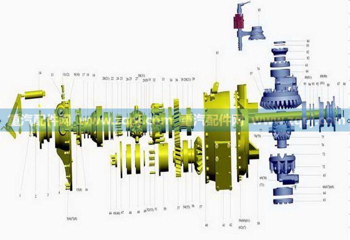 调整垫片-主动锥齿轮 的分解图,安装位于 方盛车桥-方盛桥驱动桥-str