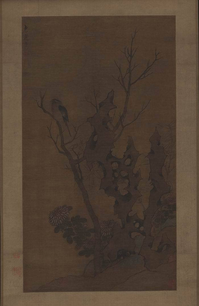 陈洪绶《秋花山鸟》