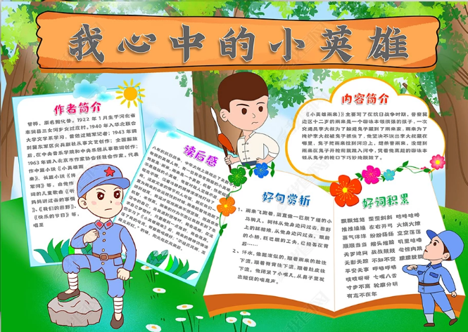 抗日英雄手抄报模板图片,内容简单好画漂亮!