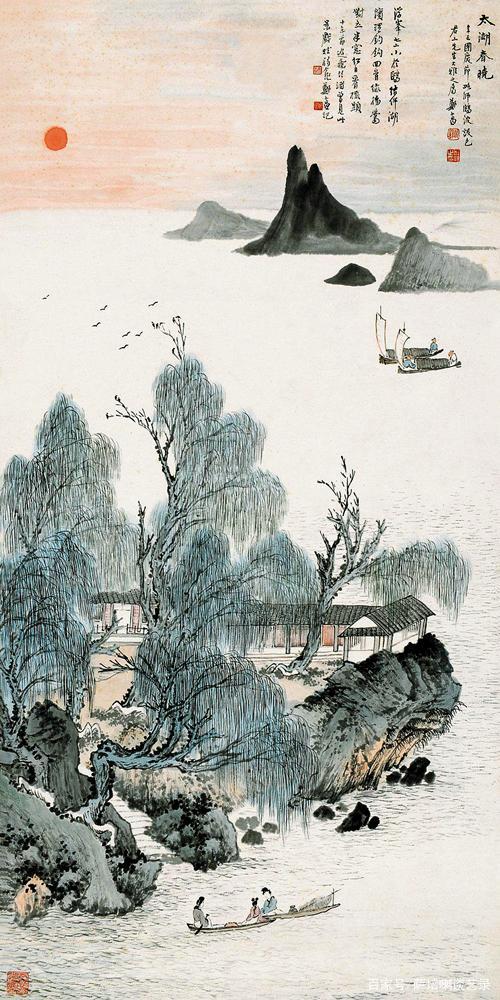 暖风拂柳江南游,郑午昌绘《太湖春晓》