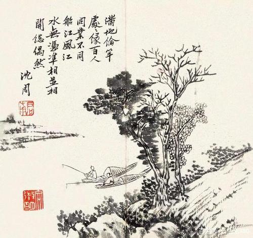 沈周山水画,笔墨苍劲,诗情画意