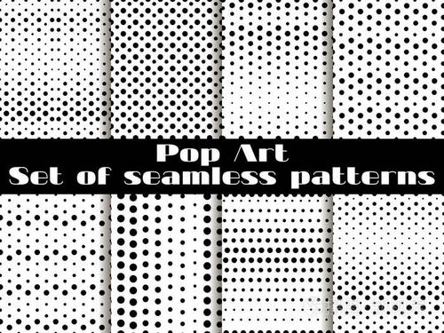 虚线,波普艺术无缝图案背景.黑白色的颜色.设置矢量图