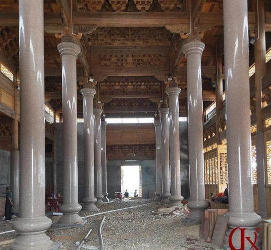 寺庙石雕圆柱厂家宗祠石材圆柱祠堂大理石柱子图片