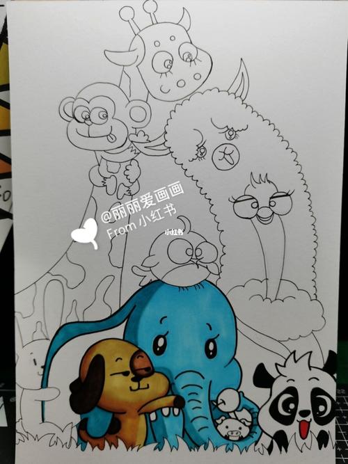 儿童画|【动物总动员】|附线稿图|马卡龙色