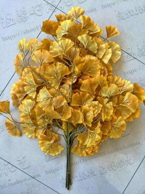 仿真银杏树叶子 秋色叶黄色树叶 假树叶多色可选过胶叶假树叶