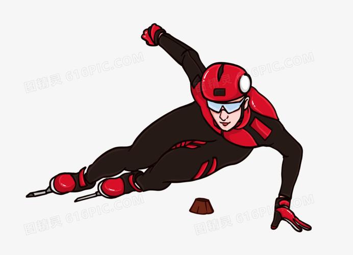 手绘卡通短道速滑过弯姿势免抠元素