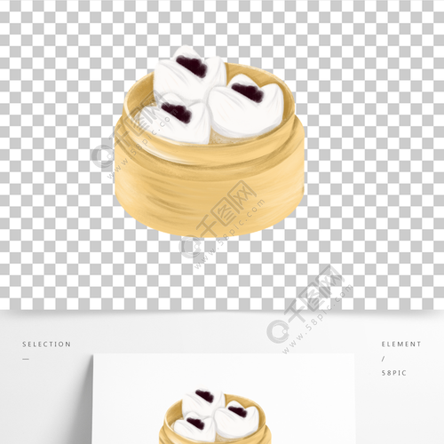 叉烧包元素早茶包子手绘笼子豆沙包