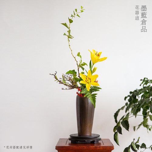 中华花艺禅意插花花瓶台湾中式花艺摆件花器特大花盘日式花道器皿
